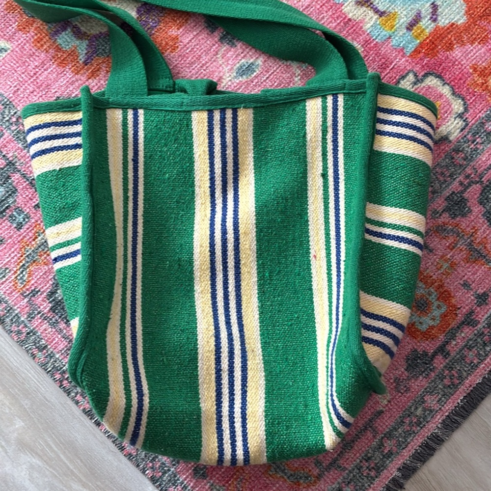 Free people Green Striped Tote Bag